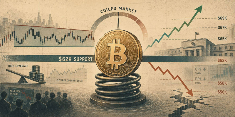 Bitcoin (BTC) Price Prediction: Bitcoin’s Coiled Market Faces Major Breakout as $62K Support Is Tested