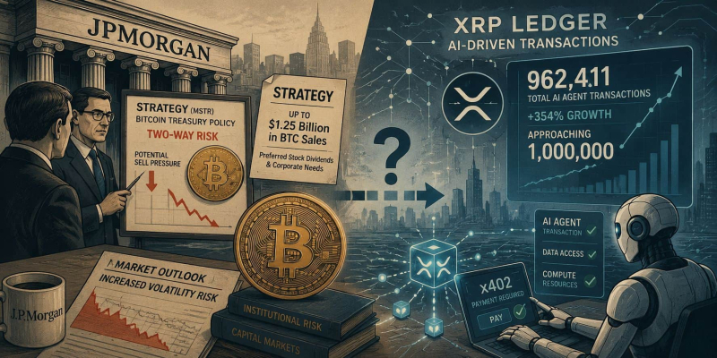 JP Morgan Warns of New Bitcoin Sell Pressure From Strategy While XRP AI Transactions Approach 1 Million