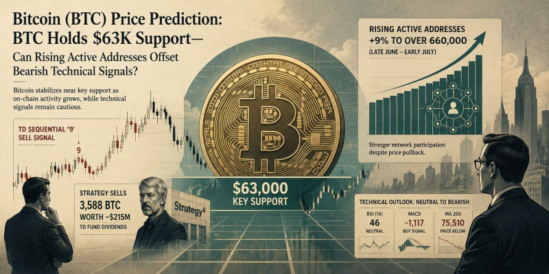 Bitcoin (BTC) Price Prediction: BTC Holds $63K Support—Can Rising Active Addresses Offset Bearish Technical Signals?