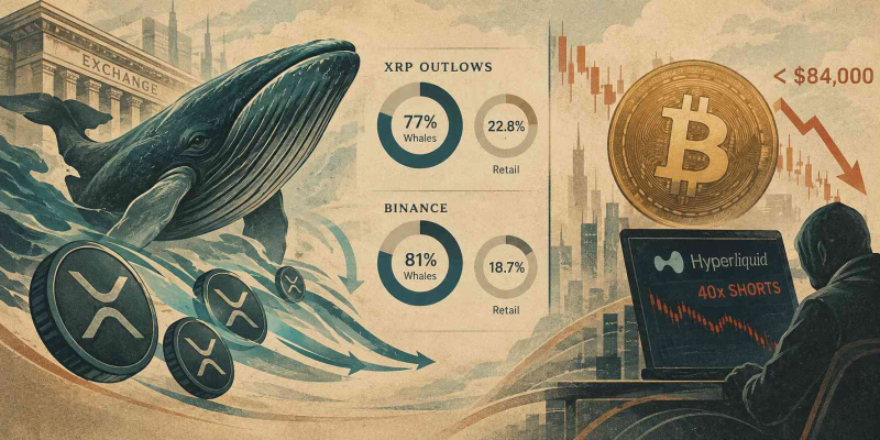 XRP Whales Dominate Exchange Outflows as Bitcoin Shorts Rise on Hyperliquid