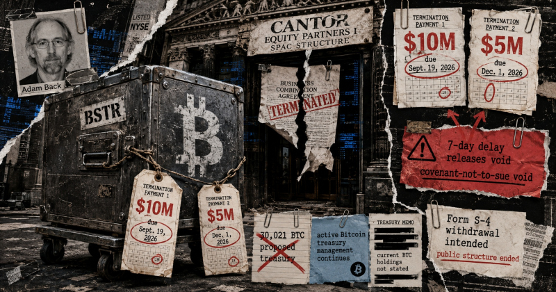 Adam Back’s Bitcoin treasury deal died, but its $15M obligation did not