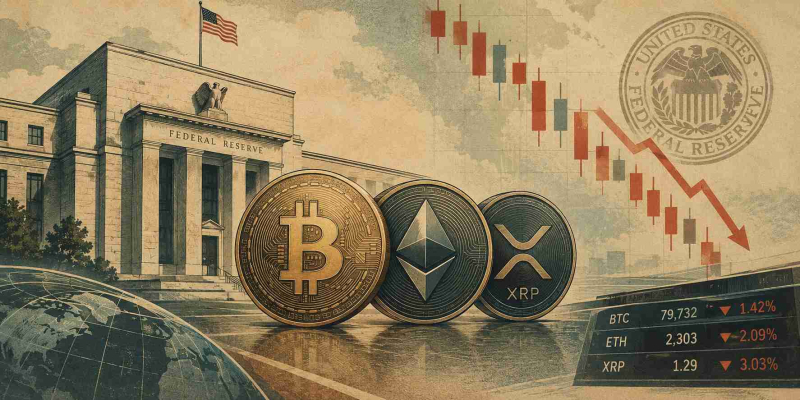 Crypto News Today: BTC, ETH, XRP Slide After Fed Decision Keeps Rates Unchanged